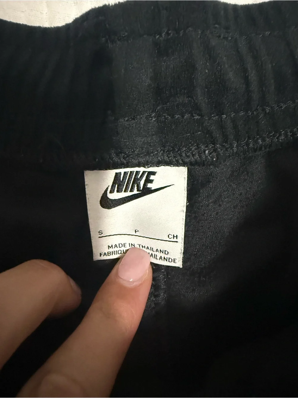 Nike Women's Black Velvet Athletic Shorts with White Logo - Picture 2 of 3